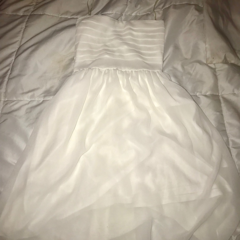White strapless dress.